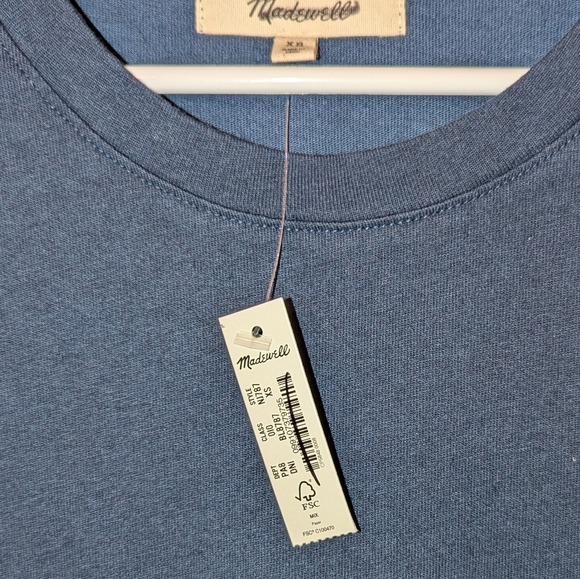 Madewell Side-Cinch Muscle Tee Women's XS Dark Nightfall Navy Blue‎ Ruching NWT - Picture 8 of 9